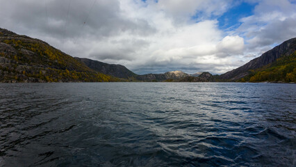Obraz premium Scenic fjord and Mountain View