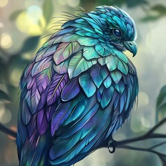 Obraz premium Mesmerizing Plumage of a Vibrant Tropical Bird in Close-up Photography