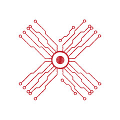 Abstract microchip background. Background with lines of circles and squares. Microprocessor.