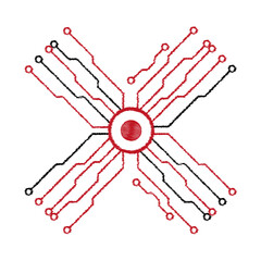 Abstract microchip background. Background with lines of circles and squares. Microprocessor.