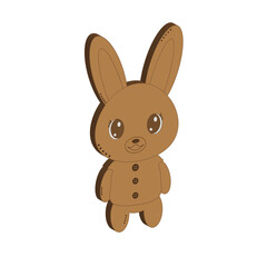 Chocolate bunny on a white background. Rabbit. Vector chocolate bunny.
