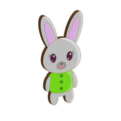 Chocolate bunny on a white background. Rabbit. Vector chocolate bunny.