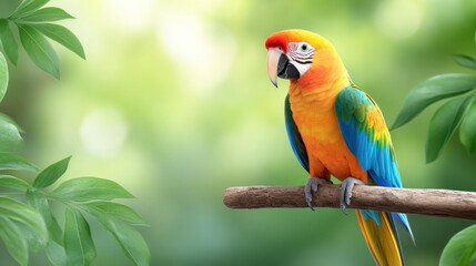 Obraz premium Rainbow-Colored Parrot Perched on a Jungle Branch