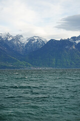 Obraz premium The view of Geneva lake from Lausanne, Switzerland