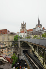Fototapeta premium The old town of Lausanne, Switzerland