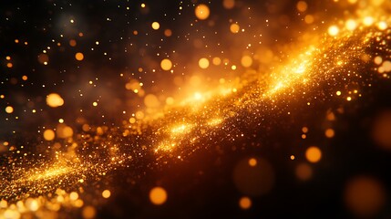 Bright golden fireworks streaks glowing bokeh lights complementing the dark atmosphere