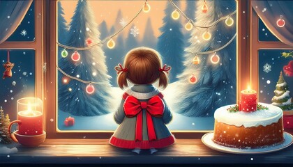 merry christmas card with cute child