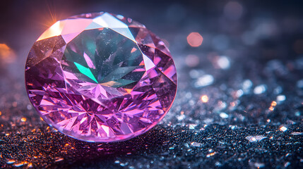 Fototapeta premium An Intricate Macro View of an Alexandrite Gemstone Displaying Its Remarkable Color-Transitioning Properties Against a Dark Background