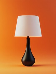 Blank lamp shade mockup display against vibrant sunset background for creative design projects