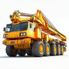 Fototapeta premium Large yellow crane truck, massive tires.