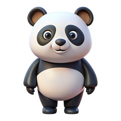 Naklejka premium 3D Panda Bear Silhouette, Vector Illustration