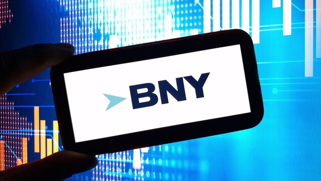 Konskie, Poland - November 19, 2024: BNY Mellon company logo displayed on mobile phone