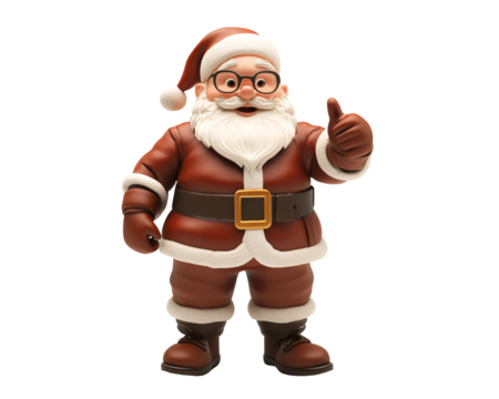 a santa claus figurine with a thumbs up