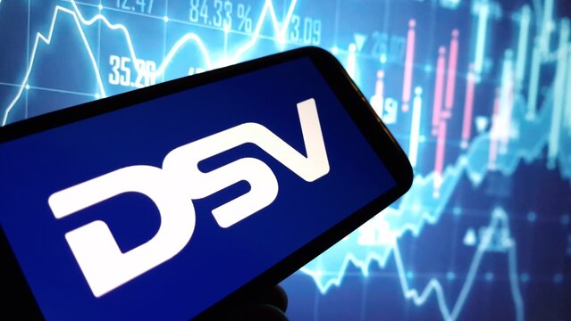 Konskie, Poland - November 19, 2024: DSV company logo displayed on mobile phone