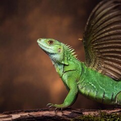Fototapeta premium extreme macro dragon with wings, portrait
