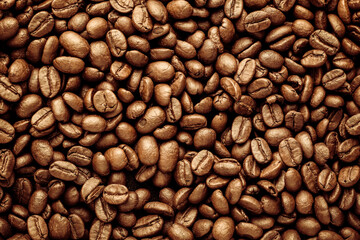 A roasted coffee beans texture background.