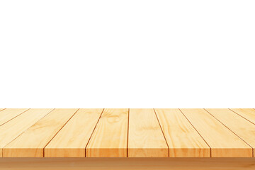 empty table on wooden floor on white