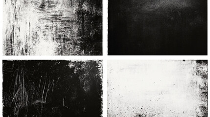 Retro grunge white frames collection, abstract dirty and scratch grain framing.