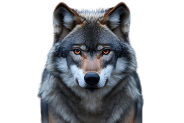 Wolf's Fierce Gaze: A captivating portrait of a wolf, its piercing amber eyes fixed on the viewer, evoking a sense of primal power and wildness.