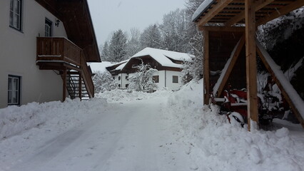 old house in the snow