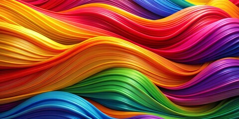 Obraz premium Abstract Rainbow Wavy Lines - 3D Rendering, color gradient, texture , abstract art