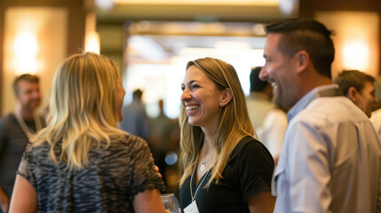 Engaging conversation among friends at social event, filled with laughter
