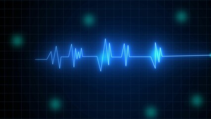 Fototapeta premium neon Futuristic glowing heartbeat icon illustration abstract medical Presentation background.
