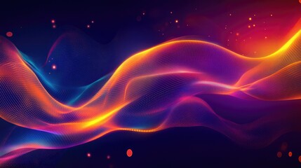 Fototapeta premium Vibrant abstract liquid wave design showcasing smooth holographic patterns with dynamic colors, perfect for digital banners, postcards, and artistic book illustrations.