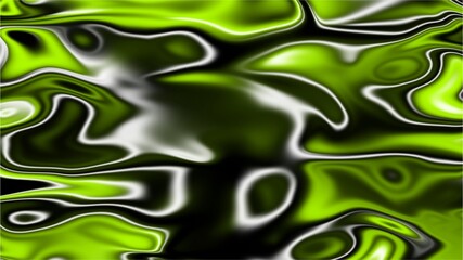 Obraz premium abstract background in vibrant green, black, and white tones, featuring fluid, liquid like textures with glossy reflections and smooth gradients. This dynamic design exudes energy and modernity