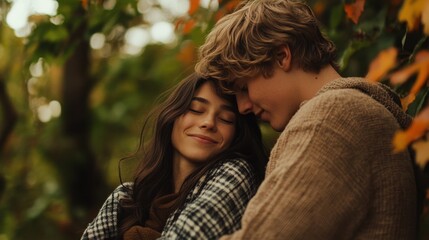 Fototapeta premium The Couple in Autumn Embrace