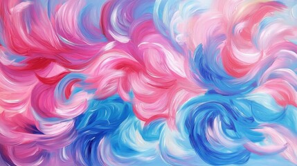 Obraz premium Acrylic Fluid Art with vibrant pink, blue, and red waves swirling together, creating a mesmerizing abstract background filled with dynamic curls and neon-like textures.