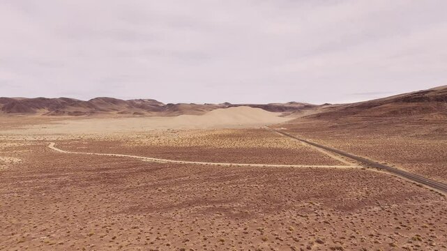 Sand Mountain recreation area, large sand dune near Reno and Fallon in Nevada, aerial view