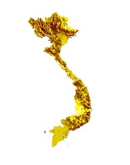 Vietnam map with the flag Colors White and Red Shaded relief map 3d illustration
