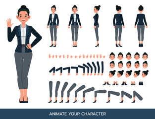 Businesswoman wear dark blue suit character vector illustration design. Create your own pose.