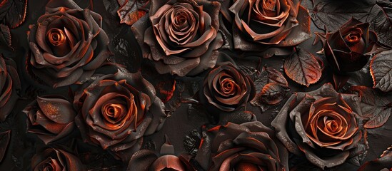 Rose Flowers in a Natural Dark Tone Design