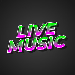 Obraz premium Live music. Text effect in 3D style for social media marketing ads