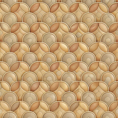 Fototapeta premium A pattern of brown and tan tiles with a leafy design