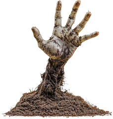 Fototapeta premium Muddy hand emerging from the ground