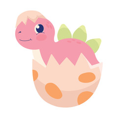 Naklejka premium pink cute dinosaur baby in egg