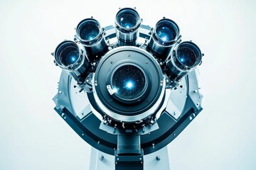 Fototapeta premium Advanced telescope, multiple lenses, observing space.
