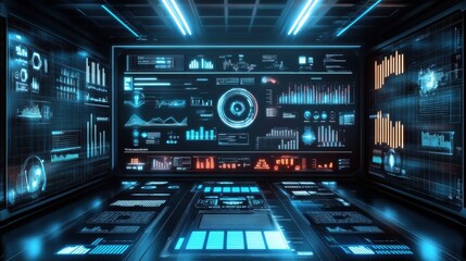 Obraz premium A computer monitor displays a number of graphs and charts