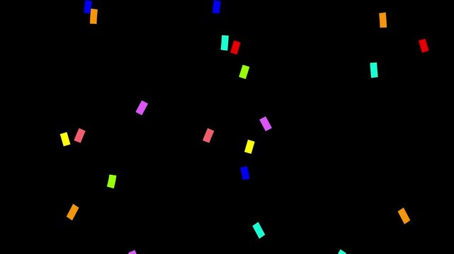 confetti 2d animation cartoon colorful confetti falling 4k looping animated