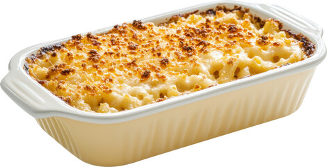 Golden-baked mac and cheese casserole dish