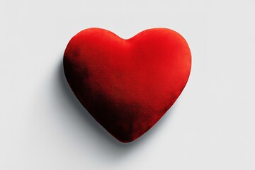 Fototapeta premium Red plush heart on white, symbol of love and Valentine's Day.
