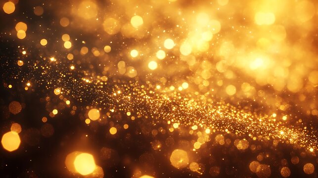 Dazzling golden fireworks lighting the dark scene glowing bokeh lights offering a festive touch