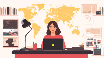 Professional Woman Working on Laptop at News Reportage Event