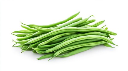Fresh green beans stacked neatly, showcasing their vibrant color and crisp texture, perfect for healthy dishes and festive meals.