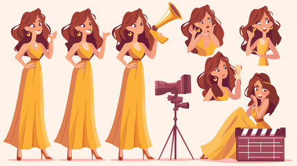 Glamorous Movie Star Woman: Trendy Young Girl Concept