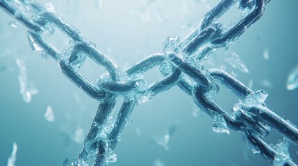 Intersecting chains with ice shards captured mid-air