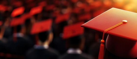 Traditional graduation ceremony with students in cap and gown, showcasing classic elements such as the handing over of diplomas and ceremonial speeches